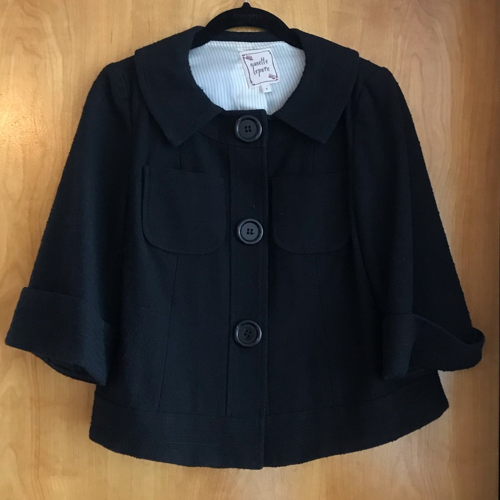 Nanette Lepore Black Cropped Pea Coat